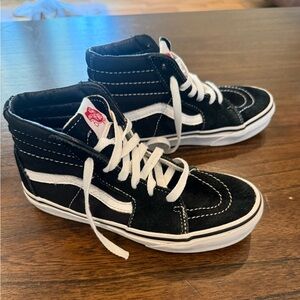 Vans ~ Shoes Kids Sz 2 Hightop Skateboard Sneakers Black w White Stripes *EUC